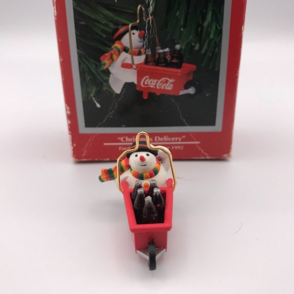 Coca Cola "Christmas Delivery" Snowman Ornament Vintage 1992 Coke Mini Enesco - Picture 6 of 9